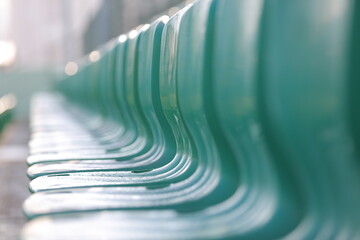 Plastic seats in the stands of the stadium Free seats in the stadium.