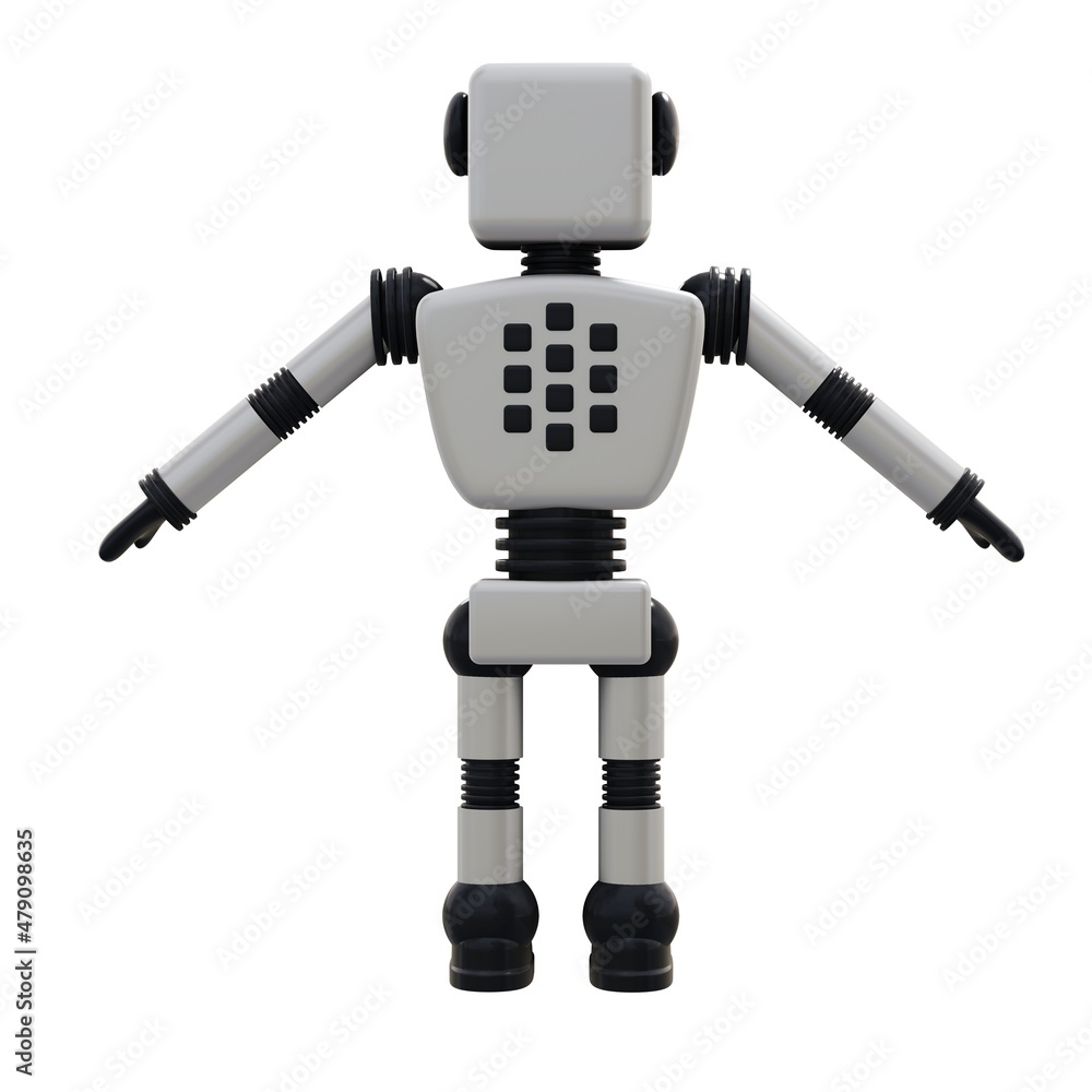 Poster white android robot isolated on white background. 3d rendering.