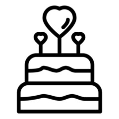 cake love icon line style vector