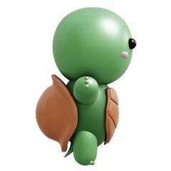 Turtle cute character cartoon 3D illustration.