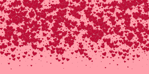 Red heart love confettis. Valentine's day gradient