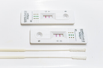 PCR test for COVID 19 Coronavirus with positive result after performing nasal samples with swabs