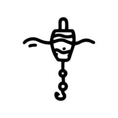 fishing float with hooks line vector doodle simple icon