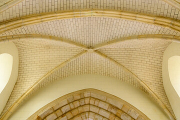 The stone ceiling of the traditional French village of Saint Sylvain in Europe, France, Normandy, towards Veules les Roses, in summer, on a sunny day.