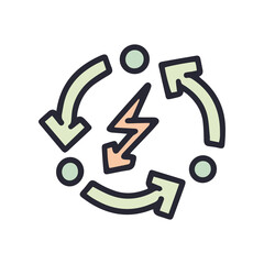 renewable electricity color vector doodle simple icon