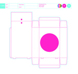 Die-Cut Template Box Package Design, 3D Box Package Dieline, Factory Ready Hang Tab Paper Box Outline with Standing Feet, Packaging Box Template, Editable Tech Pack Vector for Production, Hang Box SVG