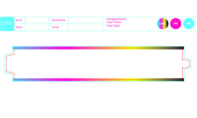 Product Packaging Belly Band Design: Wide Wrap-around Dieline with Tuck Lock Closure Professional Vector Graphic for Eye-Catching Branding and Secure Packaging, Production Ready Custom Package Design