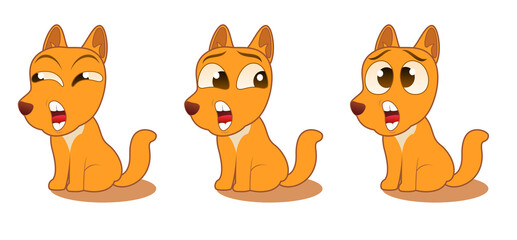 dog cartoon facial expression set vector illustration amazed