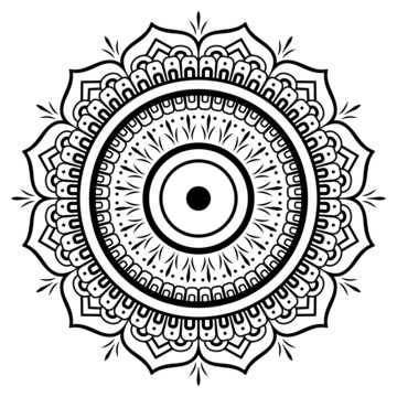 spiritual symbol round ornamental mandala design. Black and white mandala background