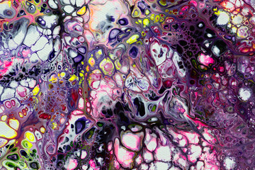 Abstract hand painted background, close-up fragment, liquid acrylic painting on canvas. Contemporary or modern art.