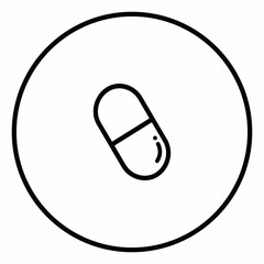 Capsule line icon inside circle, capsule, medicine black outline, line icons.