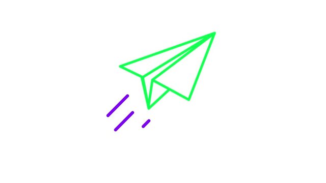 Send Message Paper plane icon Animation on white Background. Animated Airplane Symbol. Sending Fast Electronic mail Concept  
