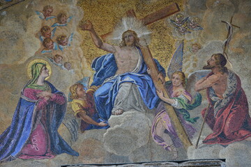 Frescoes on the walls of St. Mark's Basilica. Venice Italy.