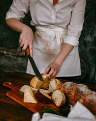 chef cutting bread