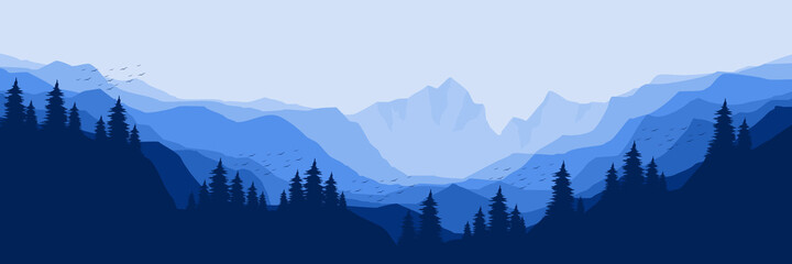 nature outdoor mountain landscape vector illustration good for wallpaper, background, backdrop design, and design template