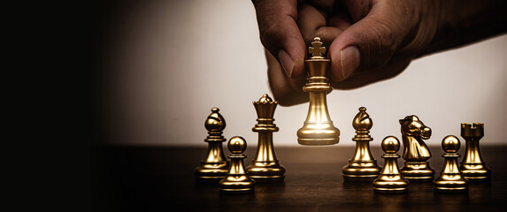Close up king chess challenge or battle fighting on chess board concepts of leadership and strategy...