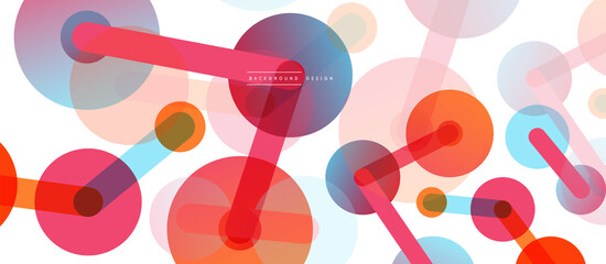 Line points connections geometric abstract background. Circles connected by lines. Trendy techno business template for wallpaper, banner, background or landing