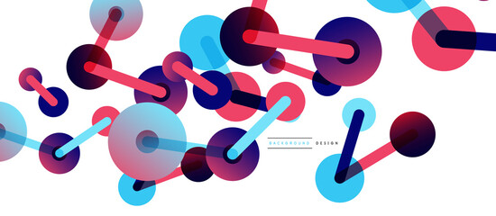 Line points connections geometric abstract background. Circles connected by lines. Trendy techno business template for wallpaper, banner, background or landing