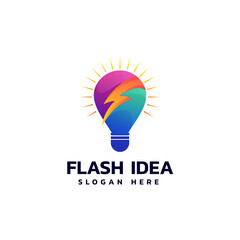 Vector Logo Illustration Flash Idea Gradient Colorful Style.