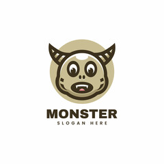 Vector Logo Illustration Monster Mascot Cartoon Style.