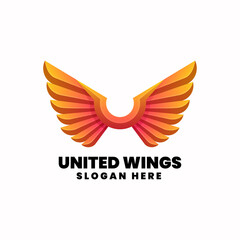 Vector Logo Illustration Wings Gradient Colorful Style.