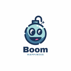 Vector Logo Illustration Boom Mascot Cartoon Style.