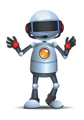 3d illustration of little robot wear device technology for metaverse