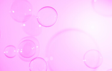 Beautiful Transparent Purple Soap Bubbles on White Background	