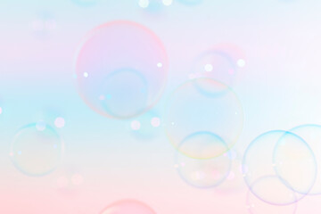 Beautiful Transparent Colorful Soap Bubbles on White Background	