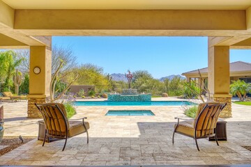 Fototapeta na wymiar Luxury back patio pool 