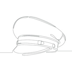 Single continuous line drawing, a official clothes of police caps. Minimalism and Trendy work clothes concept one line draw graphic design vector illustration. 