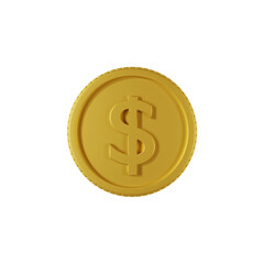 3D rendering Dollar coin front view isolated on white background (Closeup)