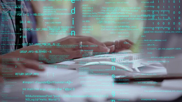 Conceptual programming and coding of future software . 3D render computer graphic .