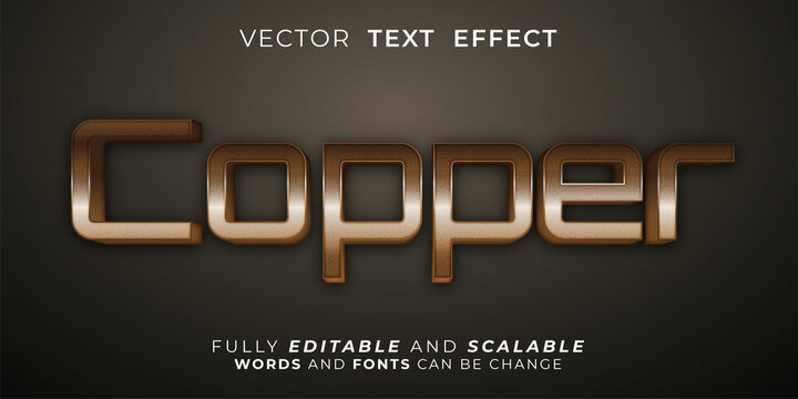 Editable text effect Copper 3d style illustrations