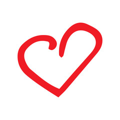 heart hand drawn doodle. vector, minimalism, icon, sticker, decor. love, valentine day, red.