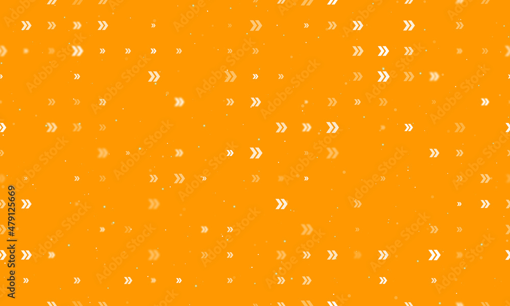 Poster seamless background pattern of evenly spaced white double arrow symbols of different sizes and opaci