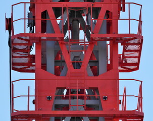 Tokyo,Japan - January 5, 2022: Lifting Frame of Jib Climbing Crane or Tower Crane
