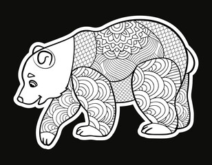 Hand drawn bear mandala coloring page