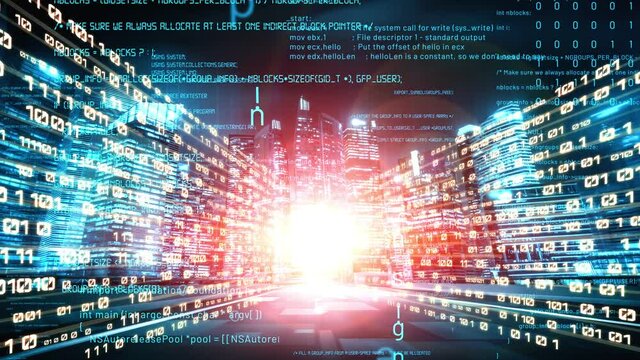 Software development, application programming code and tacit computer coding . Concept of smart digital transformation and technology disruption that changes global trends in new information era .
