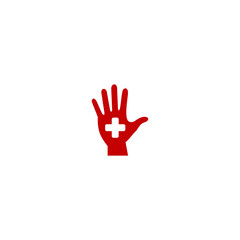 vector illustration of a hand and a cross for an icon, symbol or logo. suitable for health clinic logo 