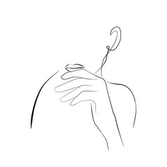 Woman Face Line Drawing. Abstract Minimal Female Face One Line Drawing for Fashion Icon, Logo, Modern Wall Decor, Prints, Posters. Woman Head Simple Minimalist Illustration. Raster copy