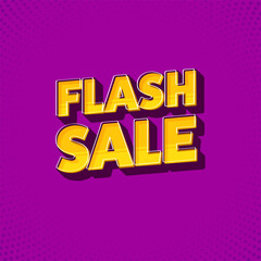 Yellow Flash Sale Font On Dark Magenta Halftone Effect Background.