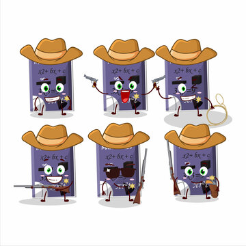 Cool cowboy matemathic book cartoon character with a cute hat