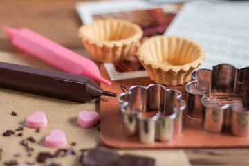 Valentine's handmade sweets ingredients and tools free space バレンタイン...