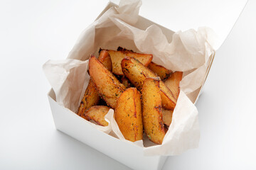 Restaurant menu, delivery of fried junk food, coronavirus, modern business, fry snack