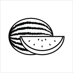 Watermelon icon, vector isolated melon symbol on white background.