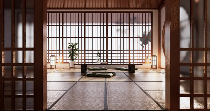 Living room japan tropical minimalist design.3D rendering
