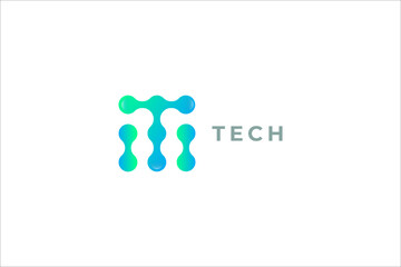 Fototapeta na wymiar Letter T gradient creative and simple dot tech business modern logo design