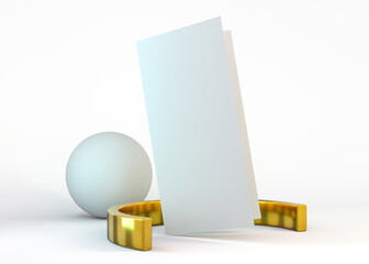 A layout for menu or brochures on a light blue background. 3D illustration