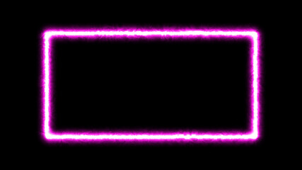 Obraz na płótnie Canvas Neon rectangle banner. Abstract neon, led square, border. Futuristic colorful. Glow pink light. Modern Neon Glowing Rectangle Frame Shaped Lines pink Colored Lights In a black background
